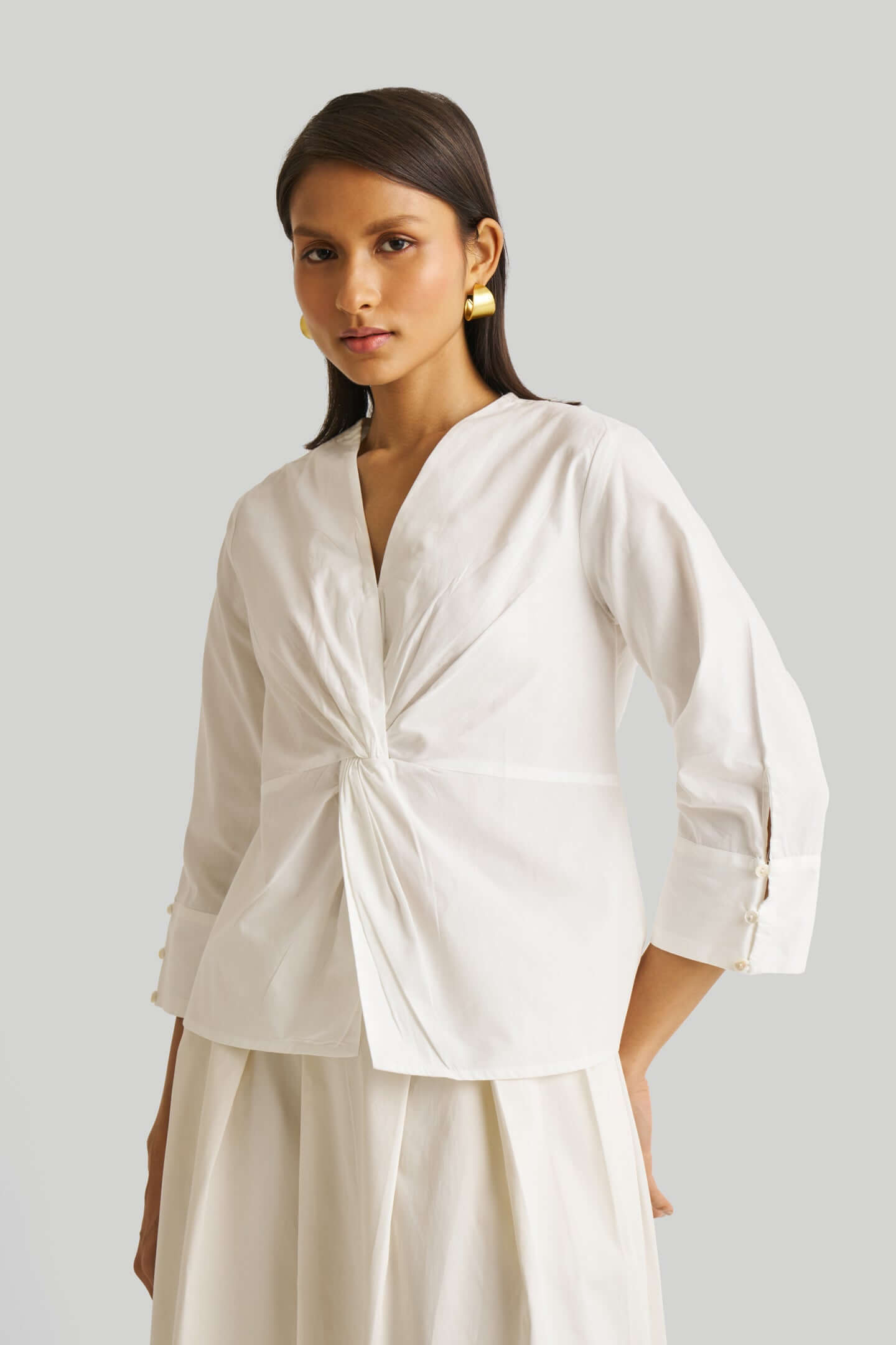 Front Twist Top in White - Mixed Goods