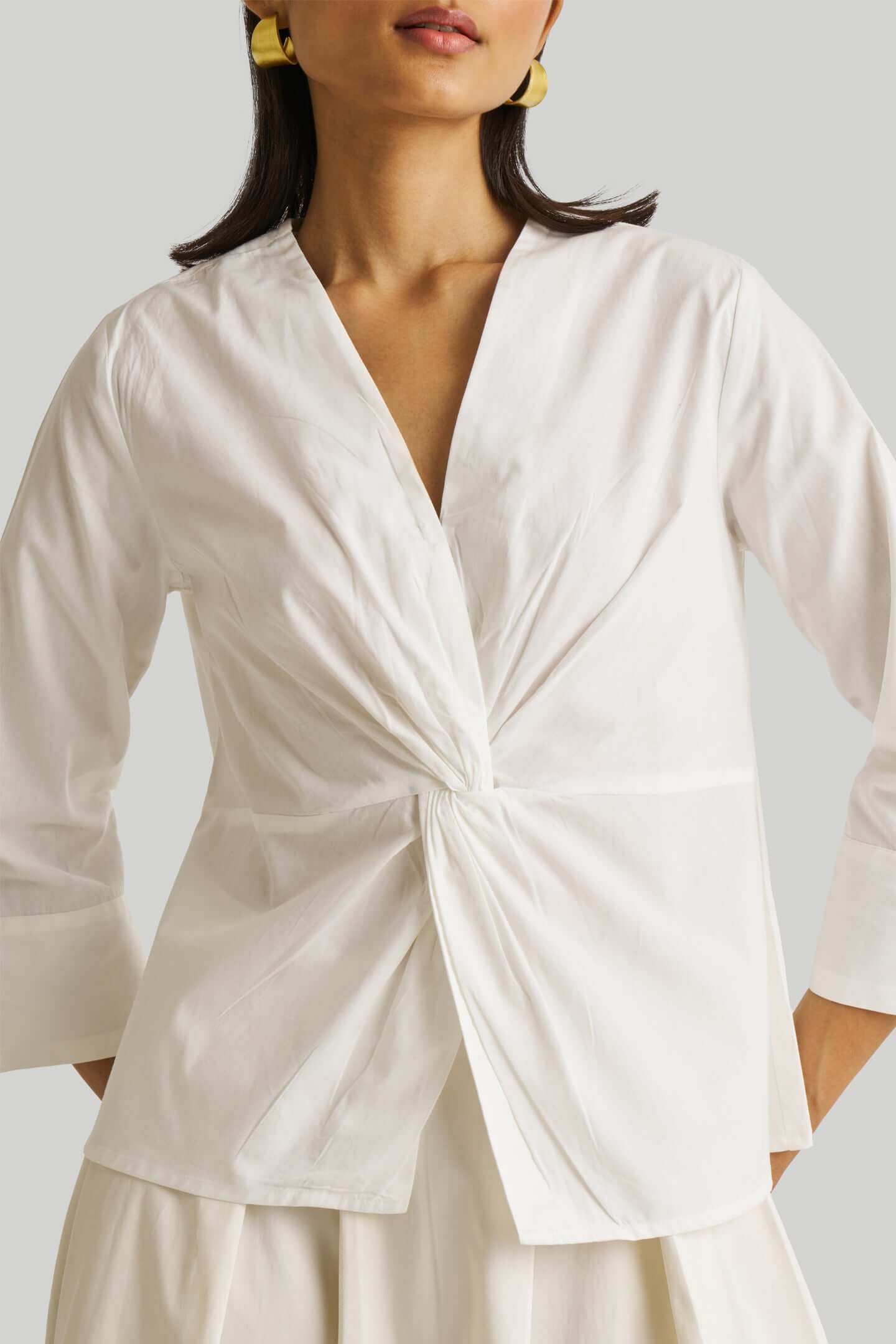 Front Twist Top in White - Mixed Goods