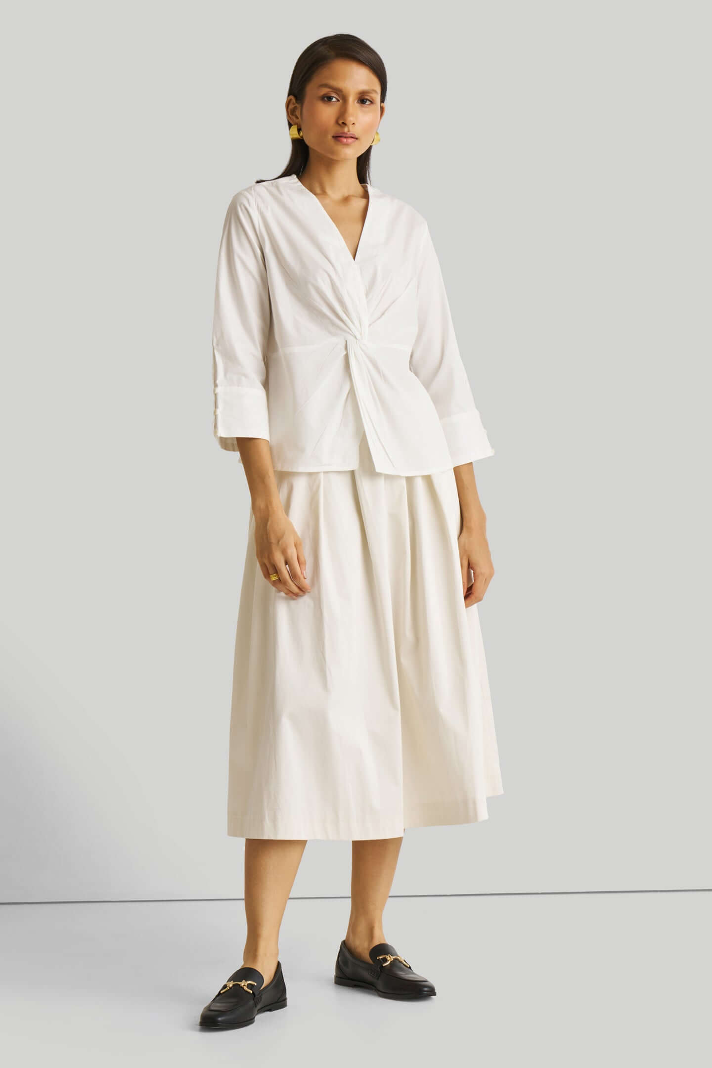 Front Twist Top in White - Mixed Goods