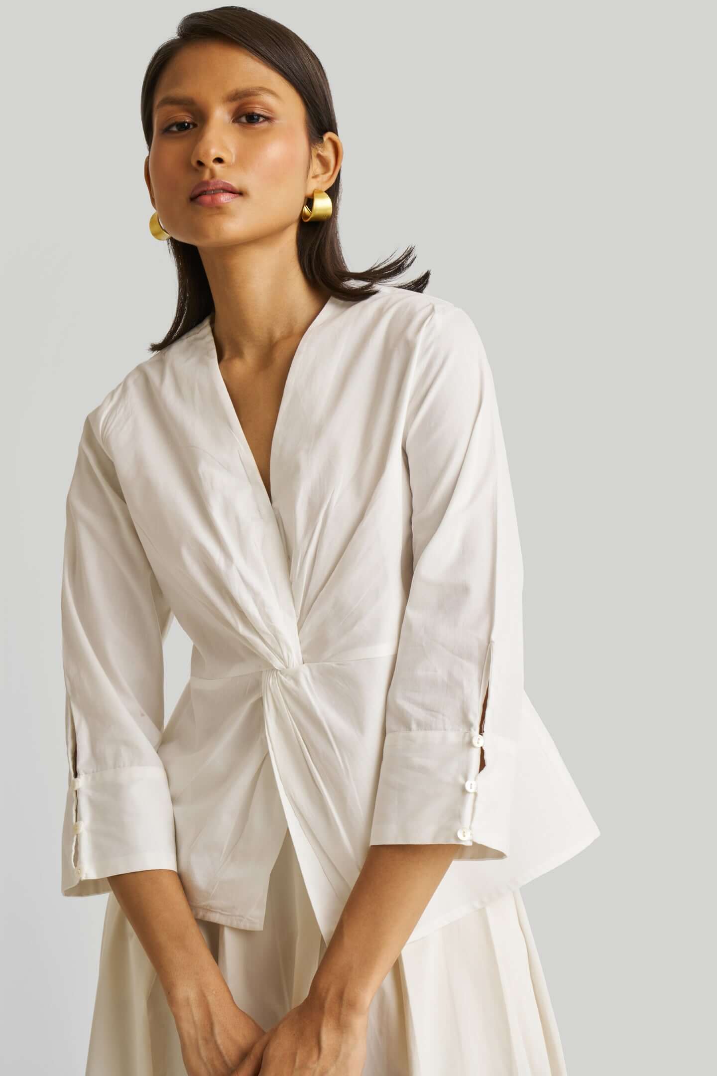 Front Twist Top in White - Mixed Goods