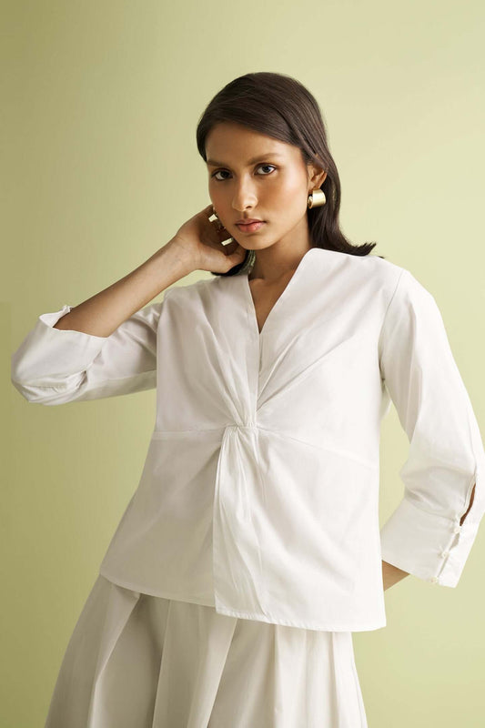 Front Twist Top in White - Mixed Goods