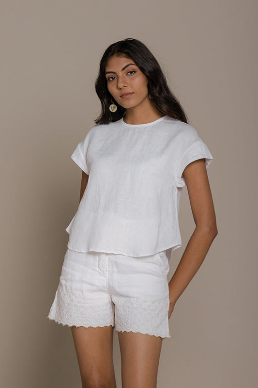 Sandcastle Saturdays Top in White - Mixed Goods