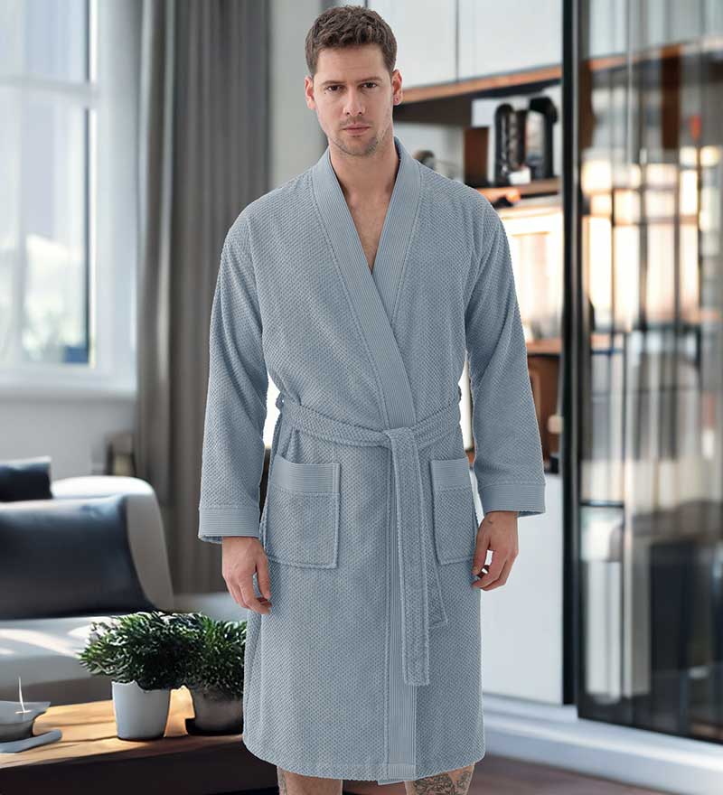 Men's Organic Turkish Cotton Terry Kimono Robe | Terry Cloth Bathrobe - Mixed Goods