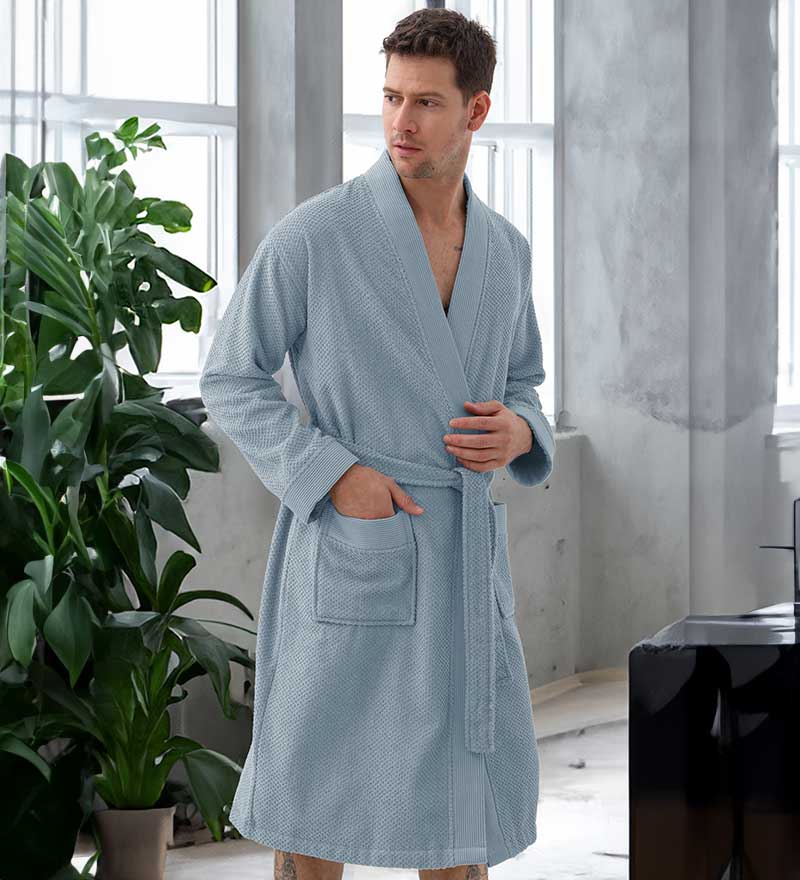 Men's Organic Turkish Cotton Terry Kimono Robe | Terry Cloth Bathrobe - Mixed Goods