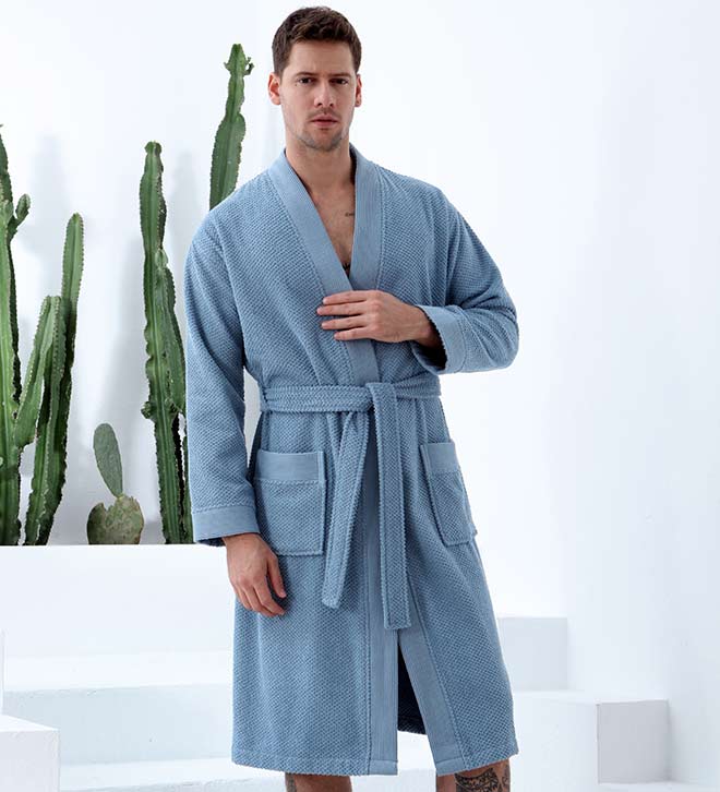 Men's Organic Turkish Cotton Terry Kimono Robe | Terry Cloth Bathrobe - Mixed Goods