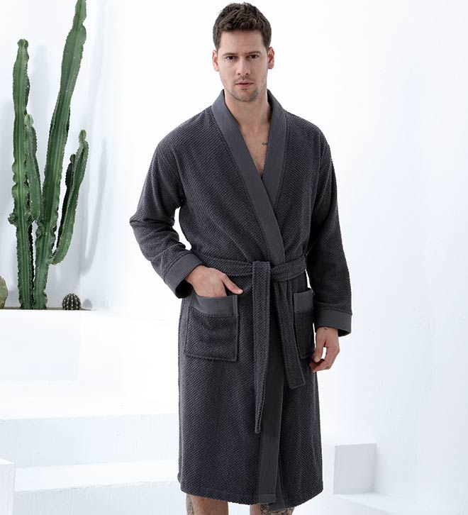Men's Organic Turkish Cotton Terry Kimono Robe | Terry Cloth Bathrobe - Mixed Goods