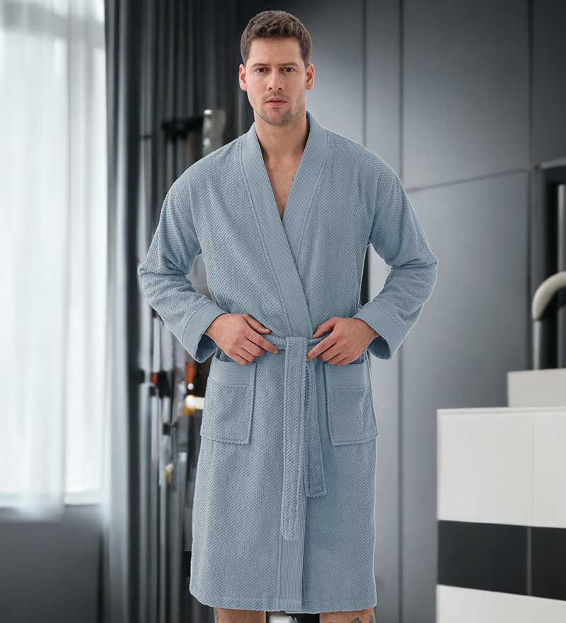 Men's Organic Turkish Cotton Terry Kimono Robe | Terry Cloth Bathrobe - Mixed Goods