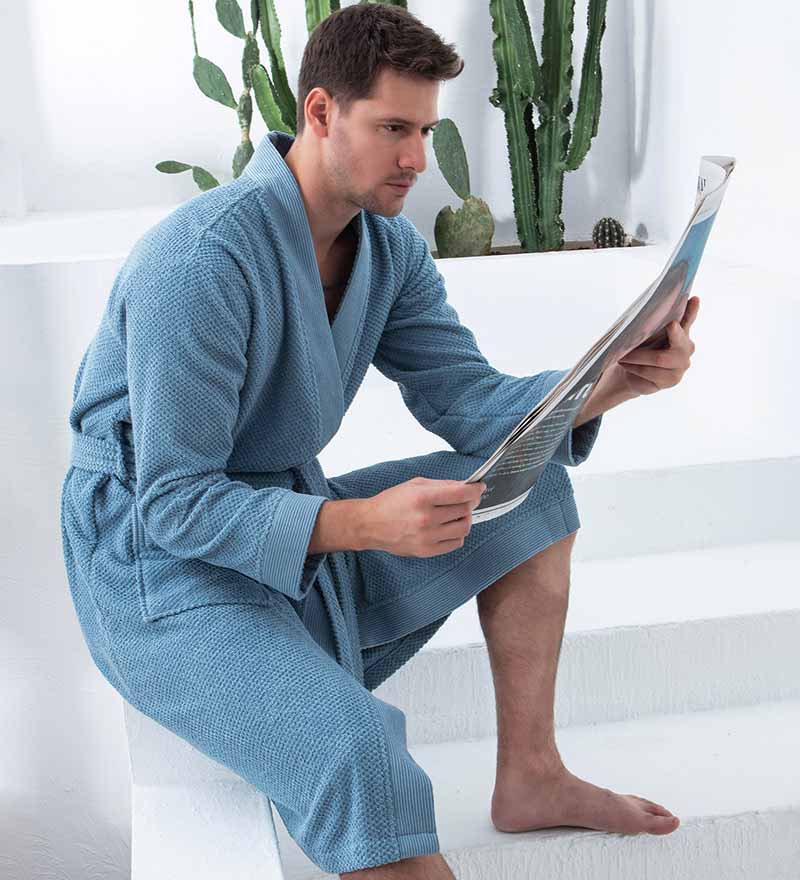 Men's Organic Turkish Cotton Terry Kimono Robe | Terry Cloth Bathrobe - Mixed Goods